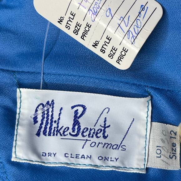 Mike Benet Formals turquoise blue Evening Gown size 12 Vintage Long Halter New - Picture 9 of 9